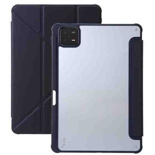 For Xiaomi Pad 6 Clear Acrylic Deformation Leather Tablet Case(Dark Blue)