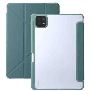 For Xiaomi Pad 6 Clear Acrylic Deformation Leather Tablet Case(Deep Green)