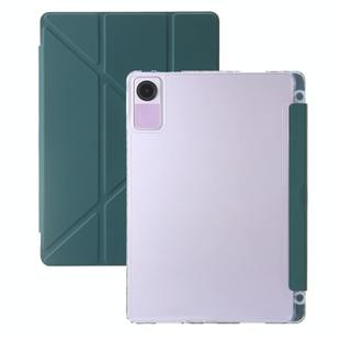 For Xiaomi Redmi Pad SE Clear Acrylic Deformation Leather Tablet Case(Deep Green)