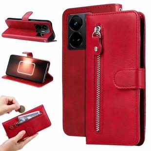 For Realme GT Neo 5 5G / GT3 Fashion Calf Texture Zipper Leather Phone Case(Red)