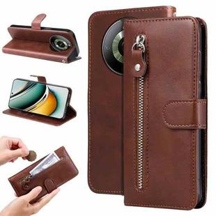 For Realme 11 Pro / 11 Pro+ Fashion Calf Texture Zipper Leather Phone Case(Brown)