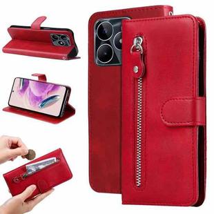 For Realme C53 / Narzo N53 Fashion Calf Texture Zipper Leather Phone Case(Red)