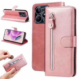 For Realme C53 / Narzo N53 Fashion Calf Texture Zipper Leather Phone Case(Rose Gold)