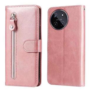 For Realme 11 4G Global Fashion Calf Texture Zipper Leather Phone Case(Rose Gold)