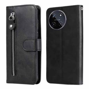 For Realme 11 4G Global Fashion Calf Texture Zipper Leather Phone Case(Black)