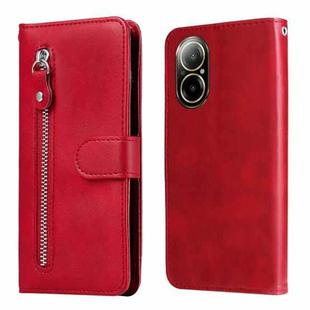 For Realme C67 4G Global Fashion Calf Texture Zipper Leather Phone Case(Red)