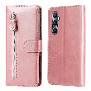 For Realme C65 4G Fashion Calf Texture Zipper Leather Phone Case(Rose Gold)