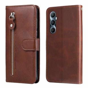 For Realme C65 4G Fashion Calf Texture Zipper Leather Phone Case(Brown)