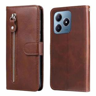 For Realme C63 / C61  / Note 60 Fashion Calf Texture Zipper Leather Phone Case(Brown)