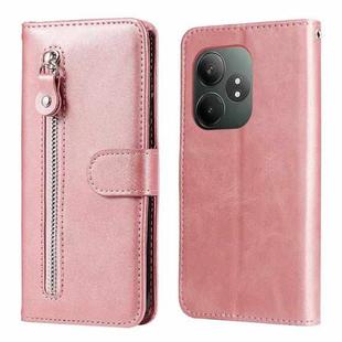 For Realme GT 6 / GT Neo6 SE Fashion Calf Texture Zipper Leather Phone Case(Rose Gold)