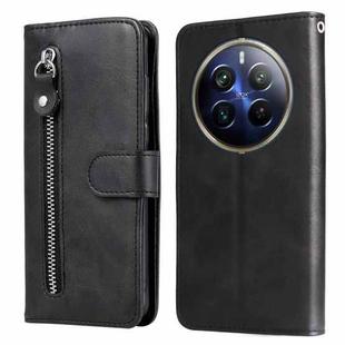 For Realme 13 Pro / 13 Pro+ / P1 Pro Global Fashion Calf Texture Zipper Leather Phone Case(Black)