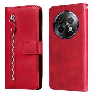 For Realme 13+ Fashion Calf Texture Zipper Leather Phone Case(Red)