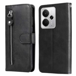 For Realme 14 Global Fashion Calf Texture Zipper Leather Phone Case(Black)