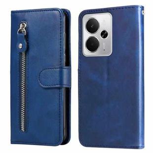 For Realme 14 Global Fashion Calf Texture Zipper Leather Phone Case(Blue)