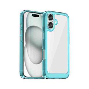 For iPhone 16 Plus Colorful Series Acrylic + TPU Phone Case(Transparent Blue)