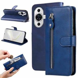 For Huawei nova 11 Calf Texture Zipper Leather Phone Case(Blue)