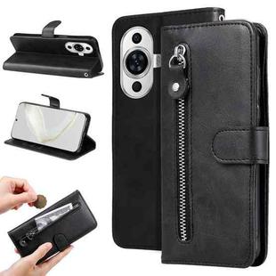 For Huawei nova 11 Pro Calf Texture Zipper Leather Phone Case(Black)