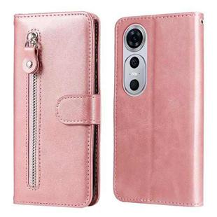 For Huawei nova 12 Pro Calf Texture Zipper Leather Phone Case(Rose Gold)