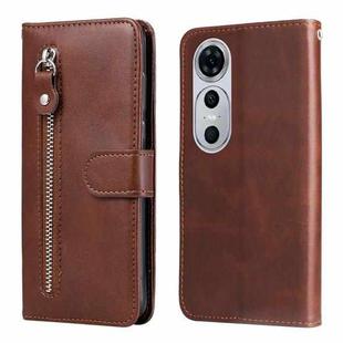 For Huawei nova 12 Pro Calf Texture Zipper Leather Phone Case(Brown)