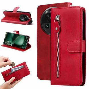 For OPPO Find X6 Pro Calf Texture Zipper Leather Phone Case(Red)