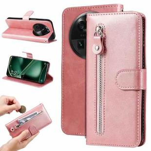 For OPPO Find X6 Pro Calf Texture Zipper Leather Phone Case(Rose Gold)