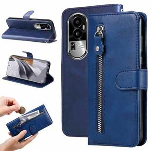 For OPPO Reno10 Fashion Calf Texture Zipper Leather Phone Case(Blue)