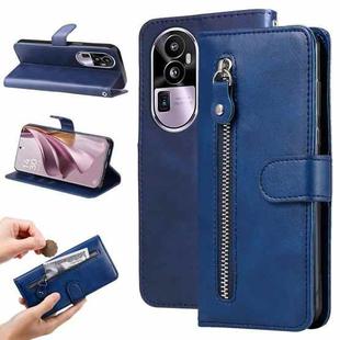 For OPPO Reno10 Pro+ Fashion Calf Texture Zipper Leather Phone Case(Blue)