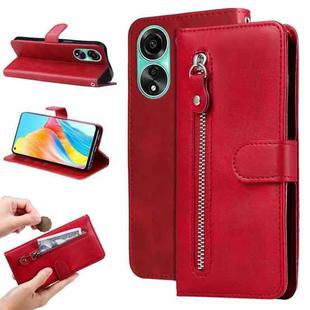 For OPPO A78 4G Fashion Calf Texture Zipper Leather Phone Case(Red)