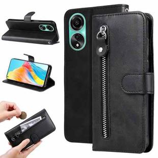 For OPPO A78 4G Fashion Calf Texture Zipper Leather Phone Case(Black)