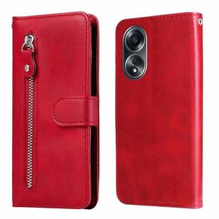 For OPPO A58 4G Fashion Calf Texture Zipper Leather Phone Case(Red)