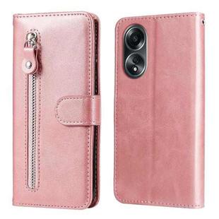 For OPPO A58 4G Fashion Calf Texture Zipper Leather Phone Case(Rose Gold)