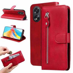 For OPPO A38 4G / A18 4G Global Fashion Calf Texture Zipper Leather Phone Case(Red)