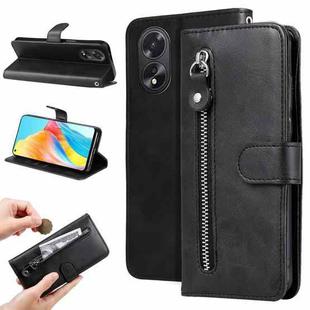 For OPPO A38 4G / A18 4G Global Fashion Calf Texture Zipper Leather Phone Case(Black)