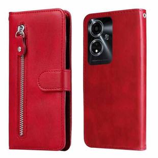 For OPPO A59 5G / A2m Fashion Calf Texture Zipper Leather Phone Case(Red)