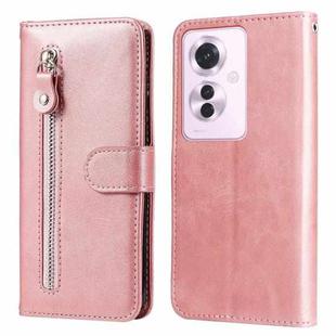 For OPPO Reno11 F Global / F25 Pro Global Fashion Calf Texture Zipper Leather Phone Case(Rose Gold)