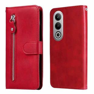 For OPPO K12 Fashion Calf Texture Zipper Leather Phone Case(Red)