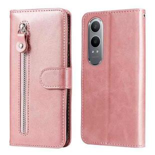 For OPPO K12x Fashion Calf Texture Zipper Leather Phone Case(Rose Gold)