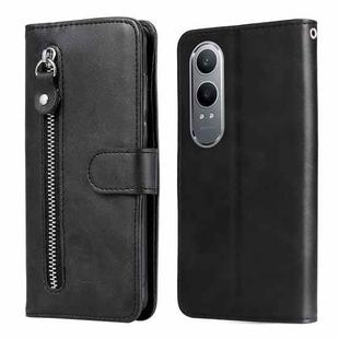 For OPPO K12x Fashion Calf Texture Zipper Leather Phone Case(Black)