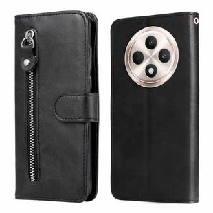 For OPPO Reno12 F 5G Global Fashion Calf Texture Zipper Leather Phone Case(Black)