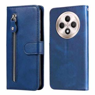 For OPPO Reno12 F 5G Global Fashion Calf Texture Zipper Leather Phone Case(Blue)