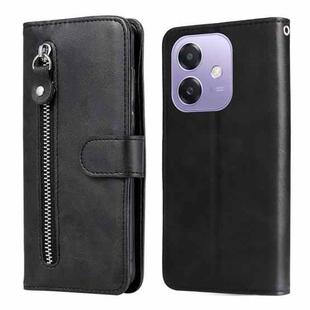 For OPPO A3x 4G / A3x 5G India Fashion Calf Texture Zipper Leather Phone Case(Black)