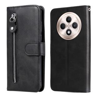 For OPPO Reno12 F 4G Fashion Calf Texture Zipper Leather Phone Case(Black)