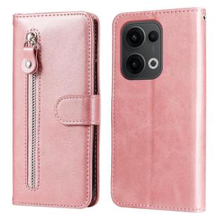 For OPPO Reno13 Global Fashion Calf Texture Zipper Leather Phone Case(Rose Gold)