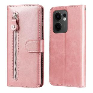 For OPPO Reno13 F 4G / 5G Fashion Calf Texture Zipper Leather Phone Case(Rose Gold)