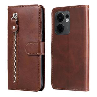 For OPPO Reno13 F 4G / 5G Fashion Calf Texture Zipper Leather Phone Case(Brown)