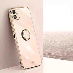 For Samsung Galaxy F14 5G XINLI Straight Edge 6D Electroplate TPU Phone Case with Ring Holder(Pink)