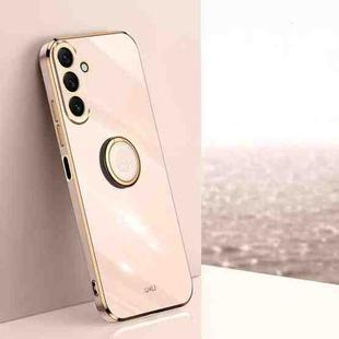 For Samsung Galaxy M54 5G XINLI Straight Edge 6D Electroplate TPU Phone Case with Ring Holder(Pink)