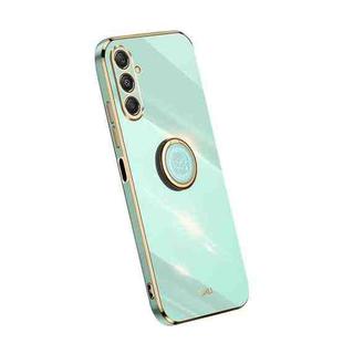 For Samsung Galaxy M34 5G XINLI Straight Edge 6D Electroplate TPU Phone Case with Ring Holder(Mint Green)