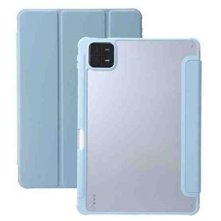 For Xiaomi Pad 6 3-Fold Clear Acrylic Leather Tablet Case(Ice Blue)