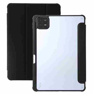 For Xiaomi Pad 6 3-Fold Clear Acrylic Leather Tablet Case(Black)